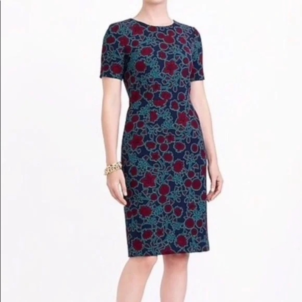 J. Crew Factory Floral Sheath Midi Dress